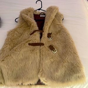 Tan faux fur vest